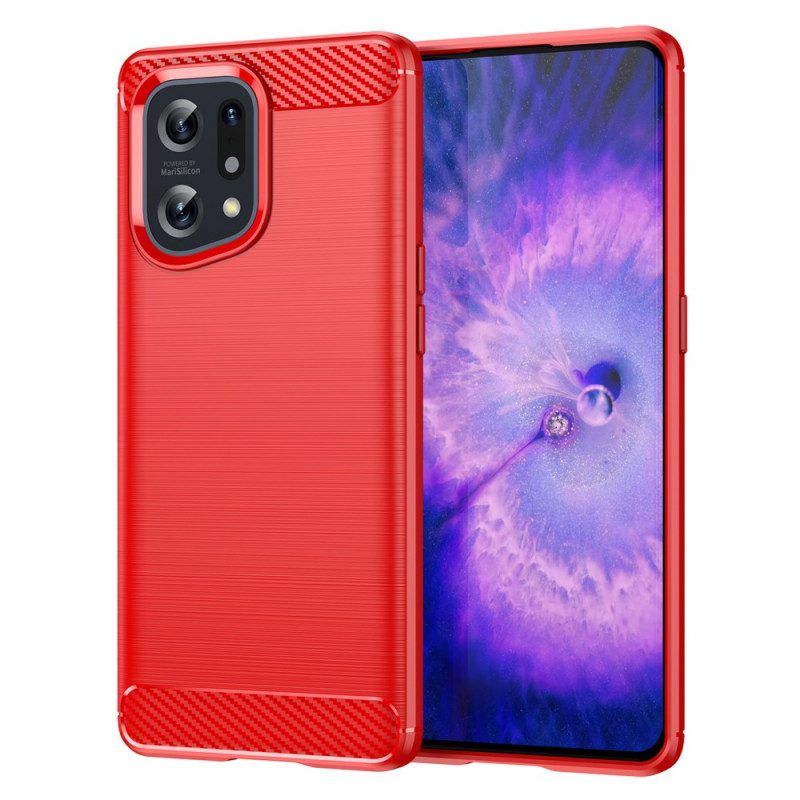 Telefoonhoesje voor Oppo Find X5 Geborstelde Koolstofvezel