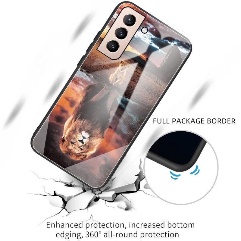 Telefoonhoesje voor Samsung Galaxy S22 5G Lion Cub's Dream Gehard Glas