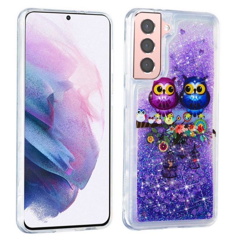 Telefoonhoesje voor Samsung Galaxy S22 Plus 5G Glitter Uilen