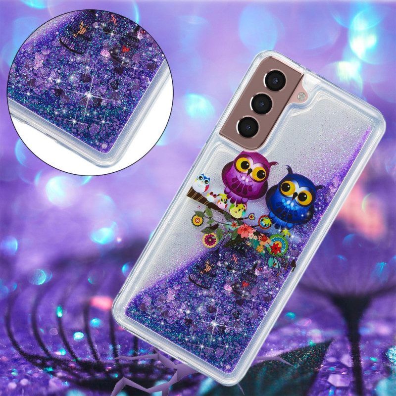 Telefoonhoesje voor Samsung Galaxy S22 Plus 5G Glitter Uilen