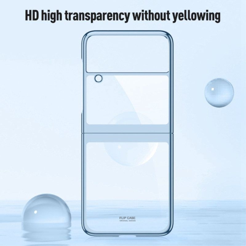 Telefoonhoesje voor Samsung Galaxy Z Flip 4 Folio-hoesje Transparant Overzicht Metallic