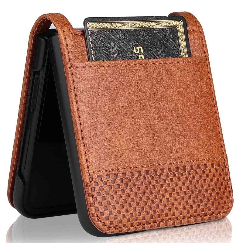 Telefoonhoesje voor Samsung Galaxy Z Flip 4 Folio-hoesje Vintage Lederen Stijl Kaarthouder