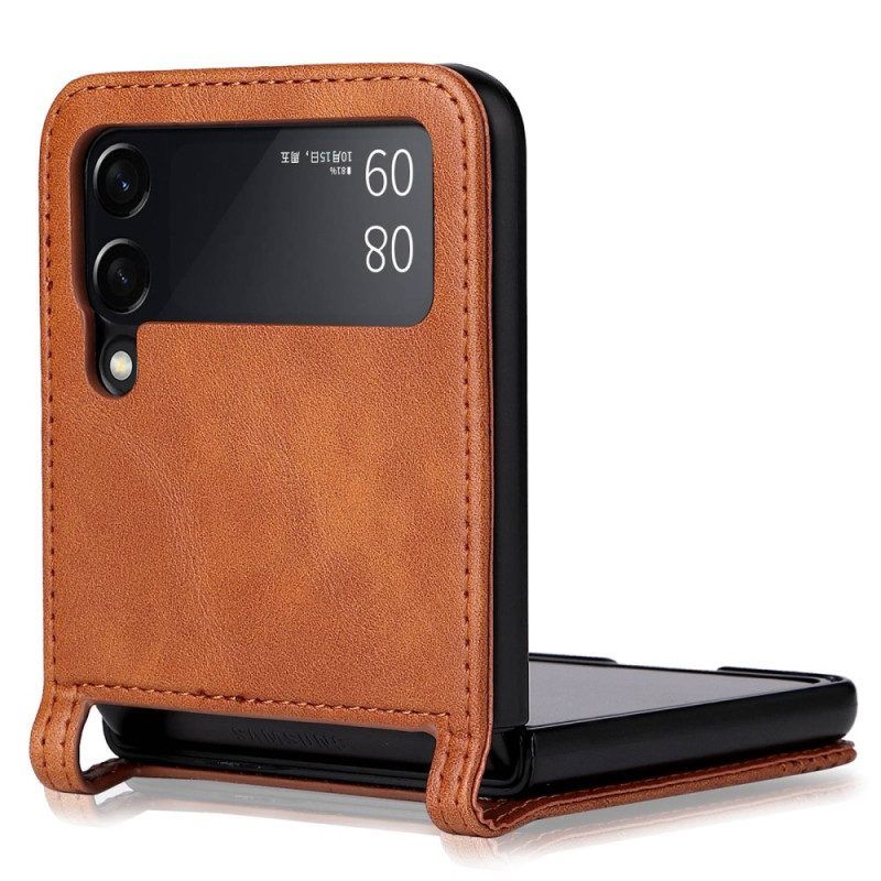 Telefoonhoesje voor Samsung Galaxy Z Flip 4 Folio-hoesje Vintage Lederen Stijl Kaarthouder