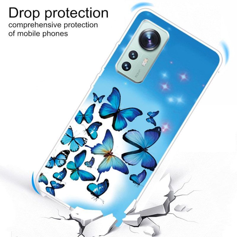 Telefoonhoesje voor Xiaomi 12 / 12X Siliconen Blauwe Vlinders