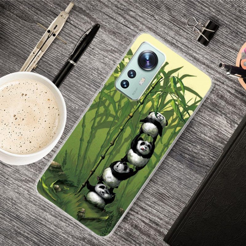 Telefoonhoesje voor Xiaomi 12 / 12X Siliconen Stelletje Panda's