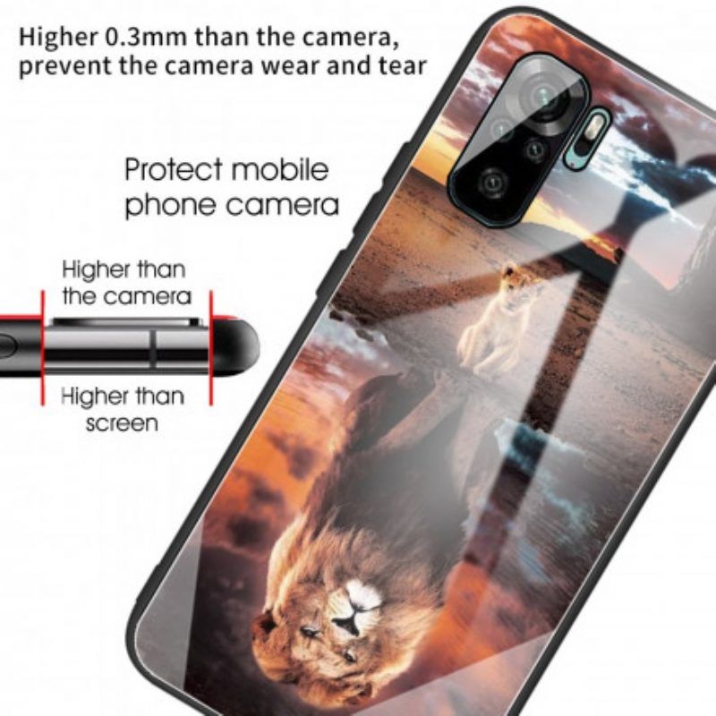 Telefoonhoesje voor Xiaomi Redmi Note 10 / 10S Lion Cub's Dream Gehard Glas